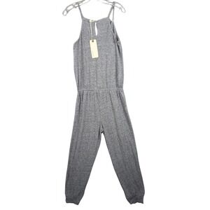 Lanston Jumpsuit Womens Sz Small  Gray Spaghetti Strap Blouson Romper Preppy NWT